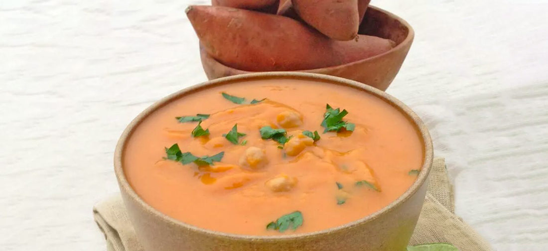 Spicy Sweet Potato Bisque with Chickpeas