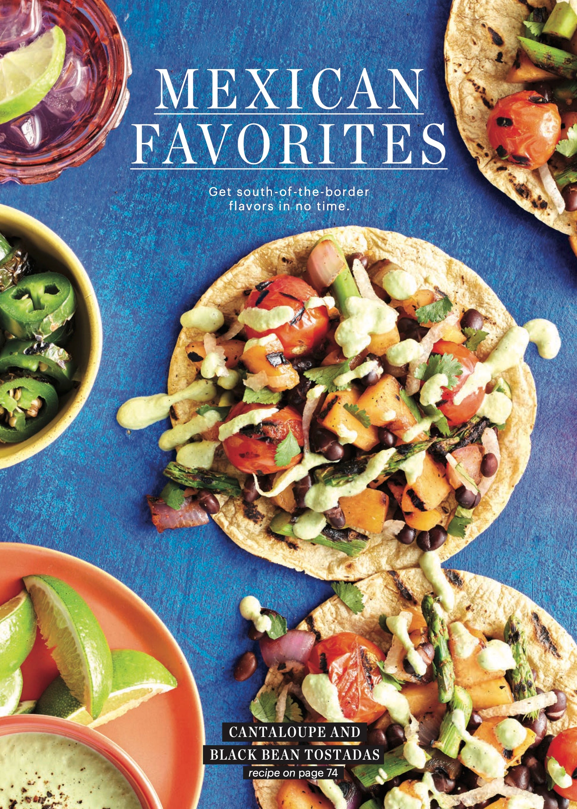 Mexican Favorites article with an image of Cantaloupe and Black Bean Tostadas