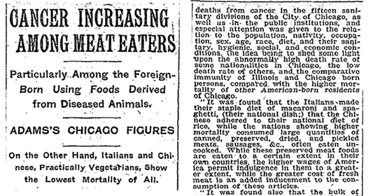 1907 New York Times Article Shows that Meat Causes Cancer. A Century Later, Many People Still Haven’t Heard the News