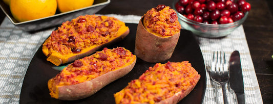 Twice Baked Sweet Potatoes with Cranberries