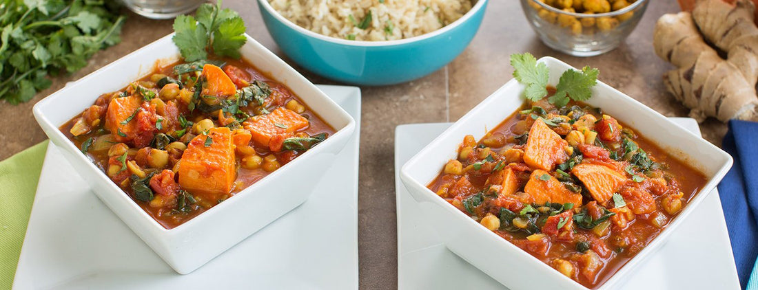 Yam Chickpea Spinach Curry