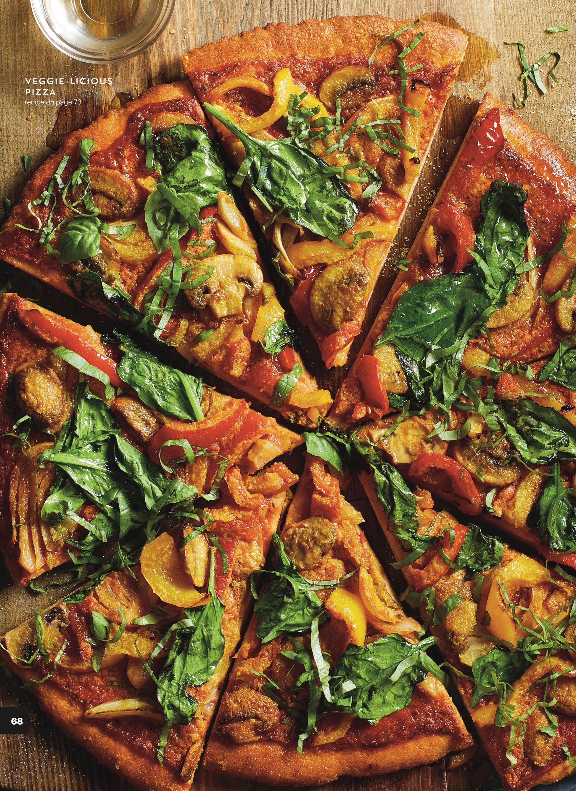 Veggie-Licious Pizza cut into eight slices