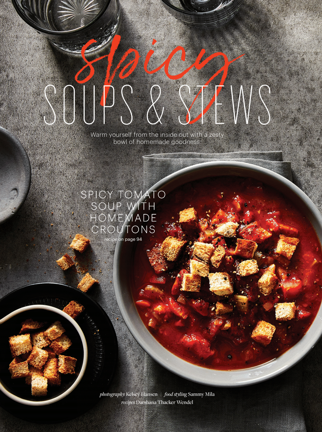Spicy Tomato Soup with Homemade Croutons